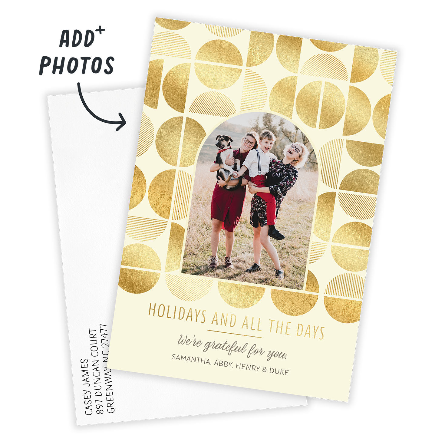Geometric Gold Circles Flat Holiday Photo Card, , large image number 3