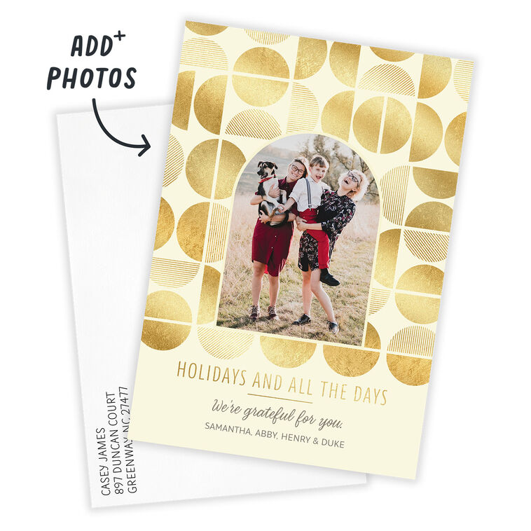 Geometric Gold Circles Flat Holiday Photo Card, , large image number 3