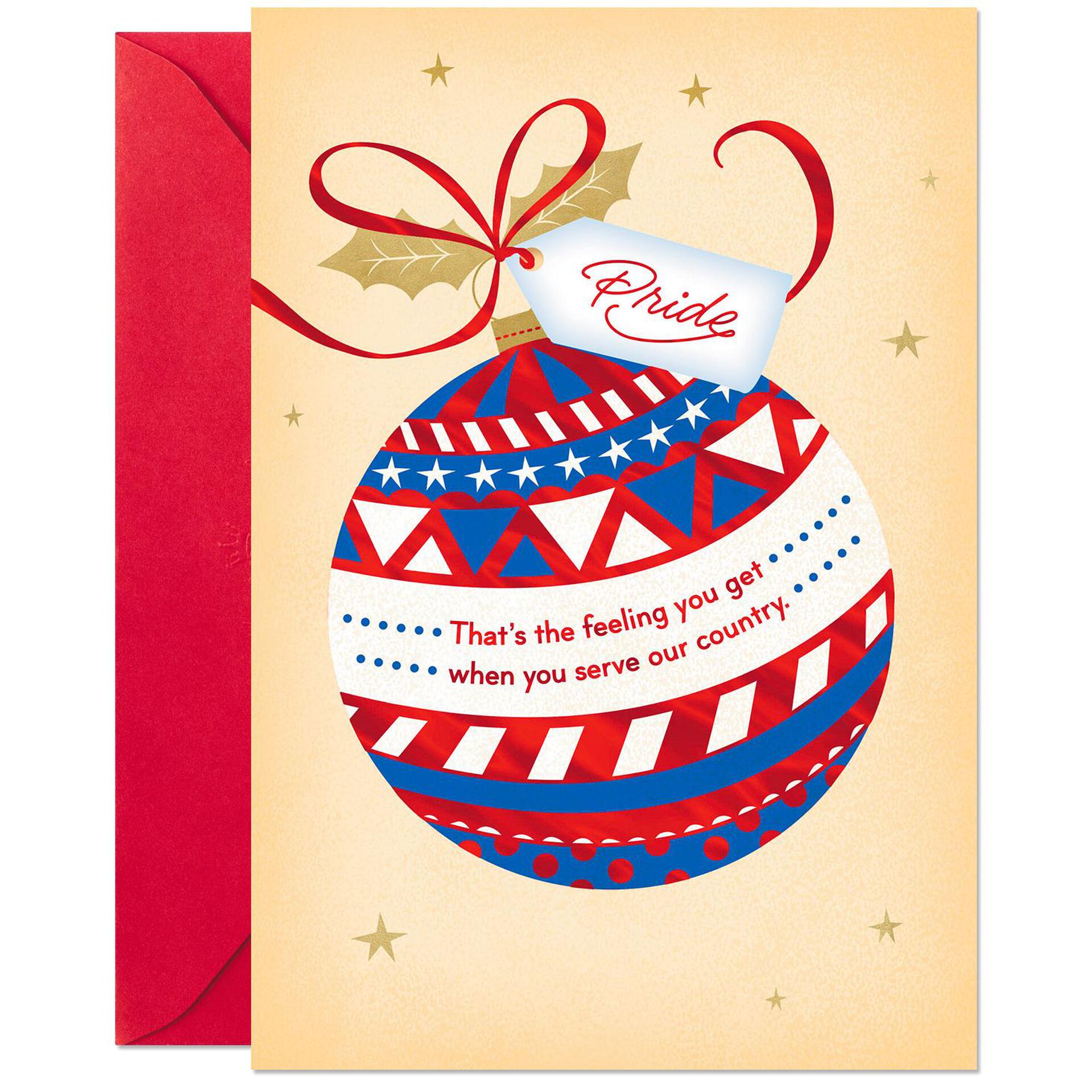 Patriotic Ornament Christmas Card for Veteran or Military Member