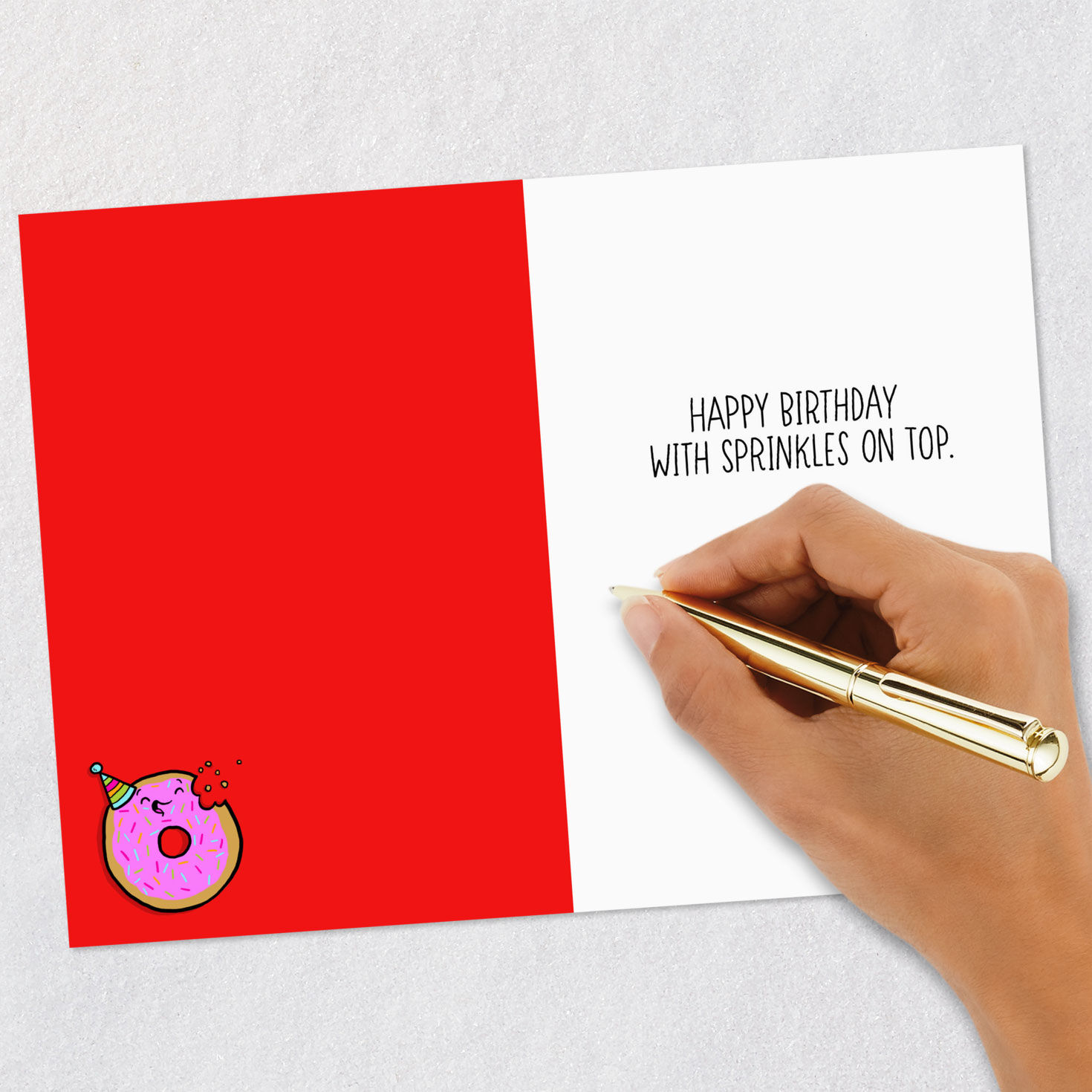 Rows of Sprinkled Donuts Birthday Card signing card image number 6
