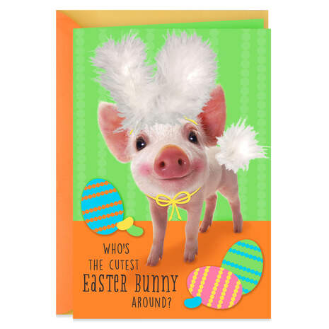 Who's the Cutest Easter Pig Easter Card, , large