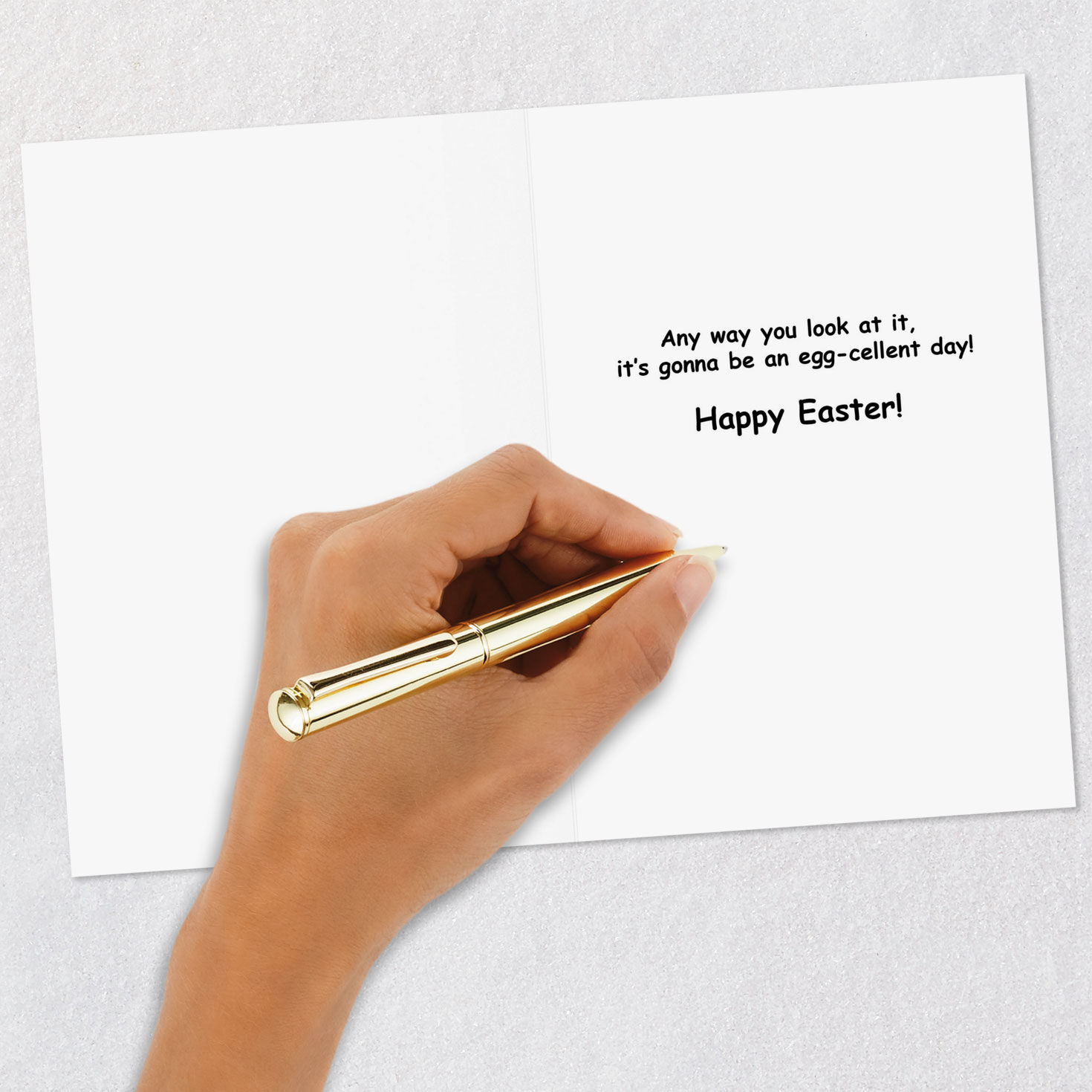 Cartoon Egg Faces on Teal Easter Card signing card image number 6