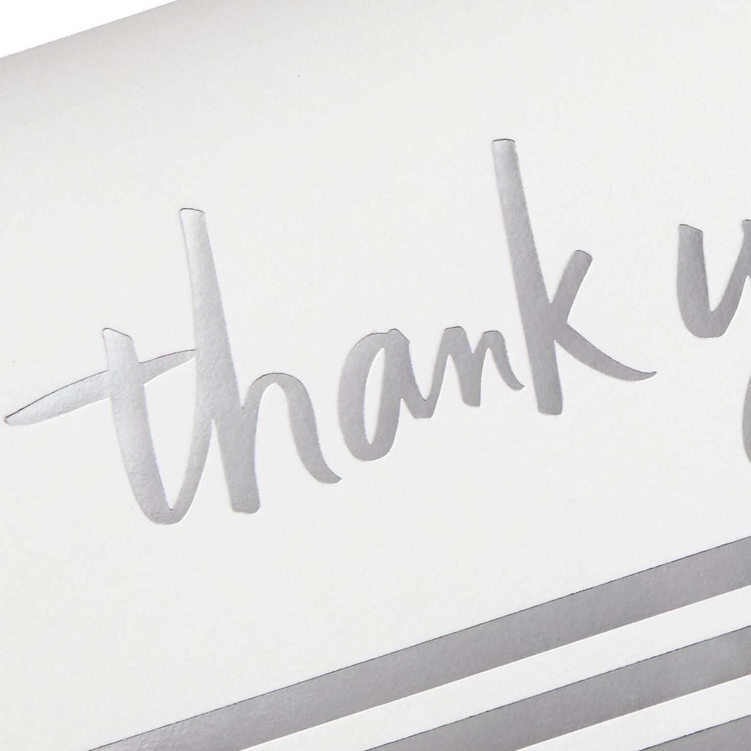 Silver Foil Stripe Blank Thank You Notes, Box of 20 Note Cards
