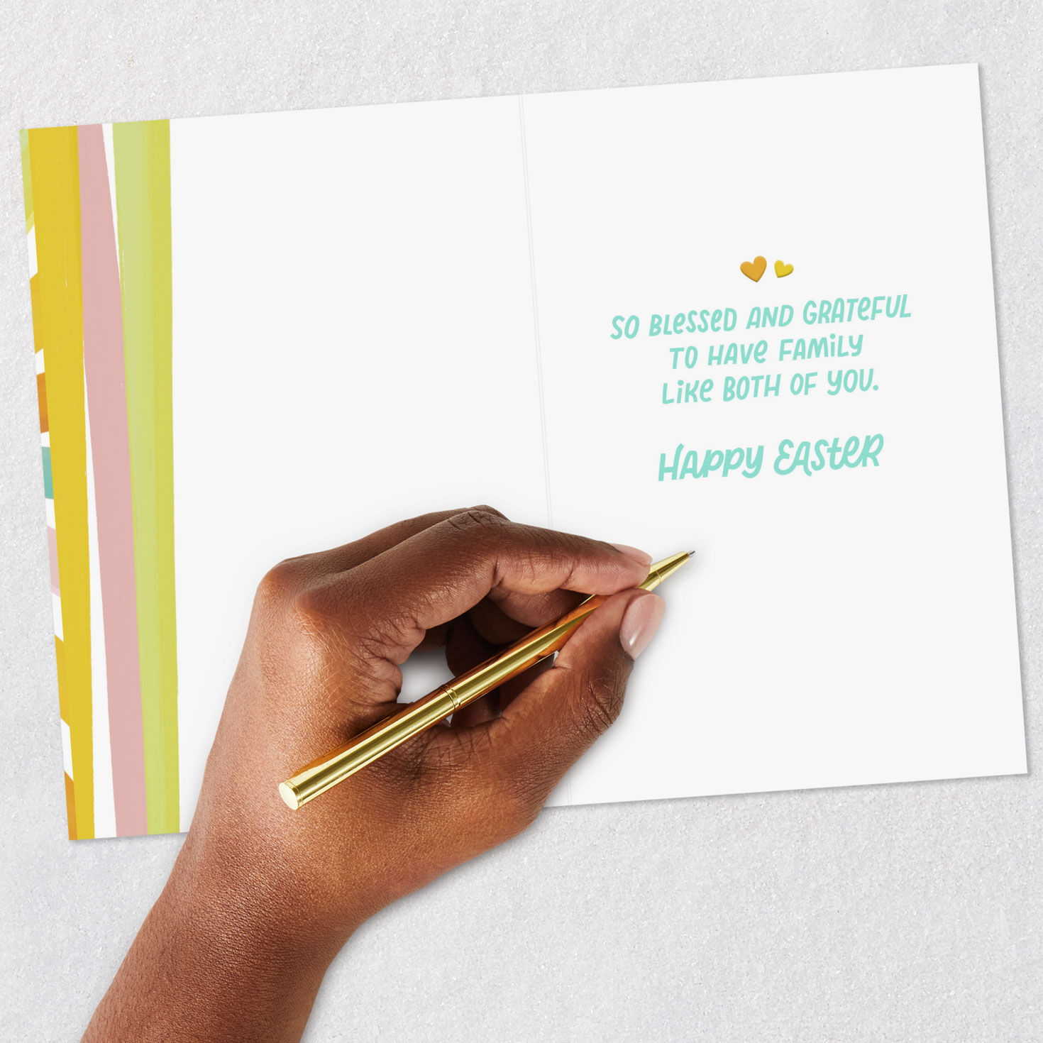 Yellow, Orange and Teal Sunburst Easter Card to Both Signing card image number 6