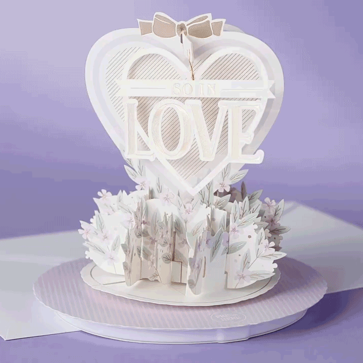 Gold Heart and Flowers Love Pop Up Card  image number 2
