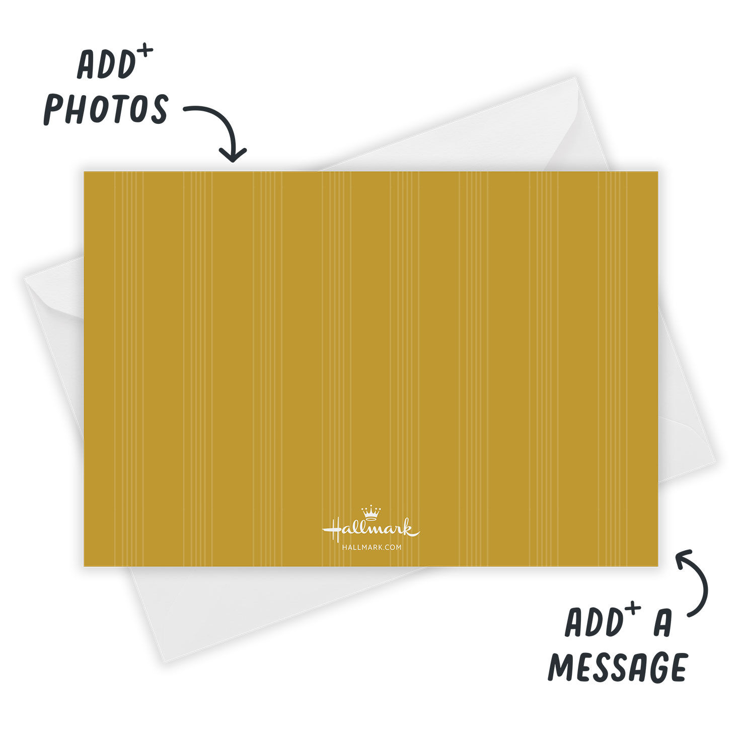 Gold Lettering Personalized Christmas Photo Card Open Card with Envelope indicating personalization image number 3