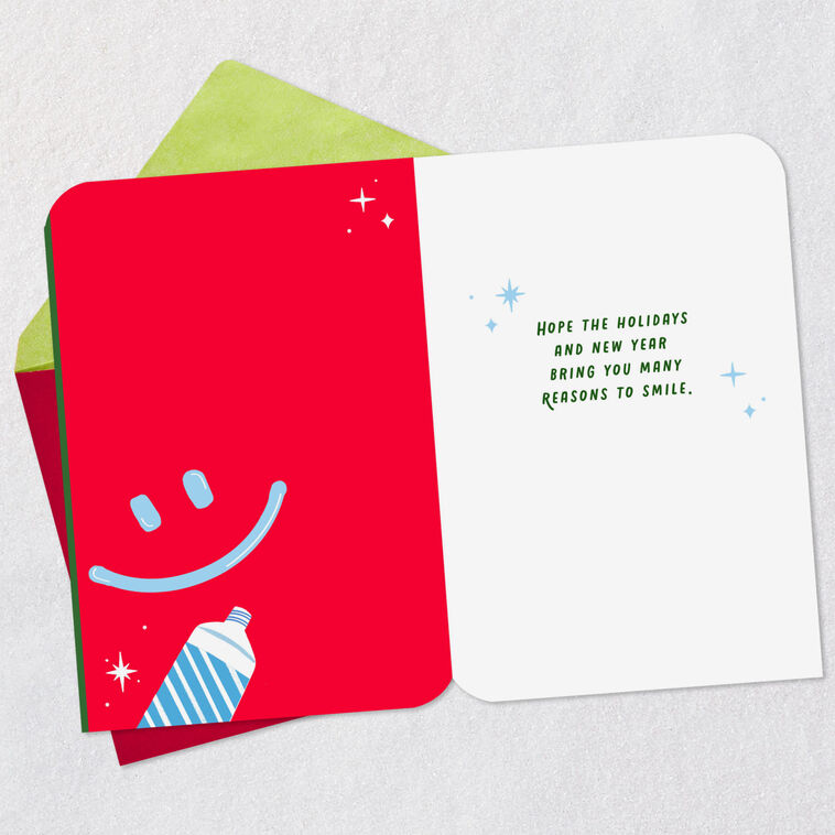 Toothpaste Tree with Red Brush Christmas Card for Dental Assistant Open card with envelope image number 3