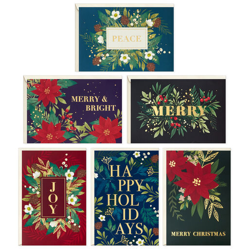 Bold Florals Boxed Christmas Cards Assortment, Pack of 72, 
