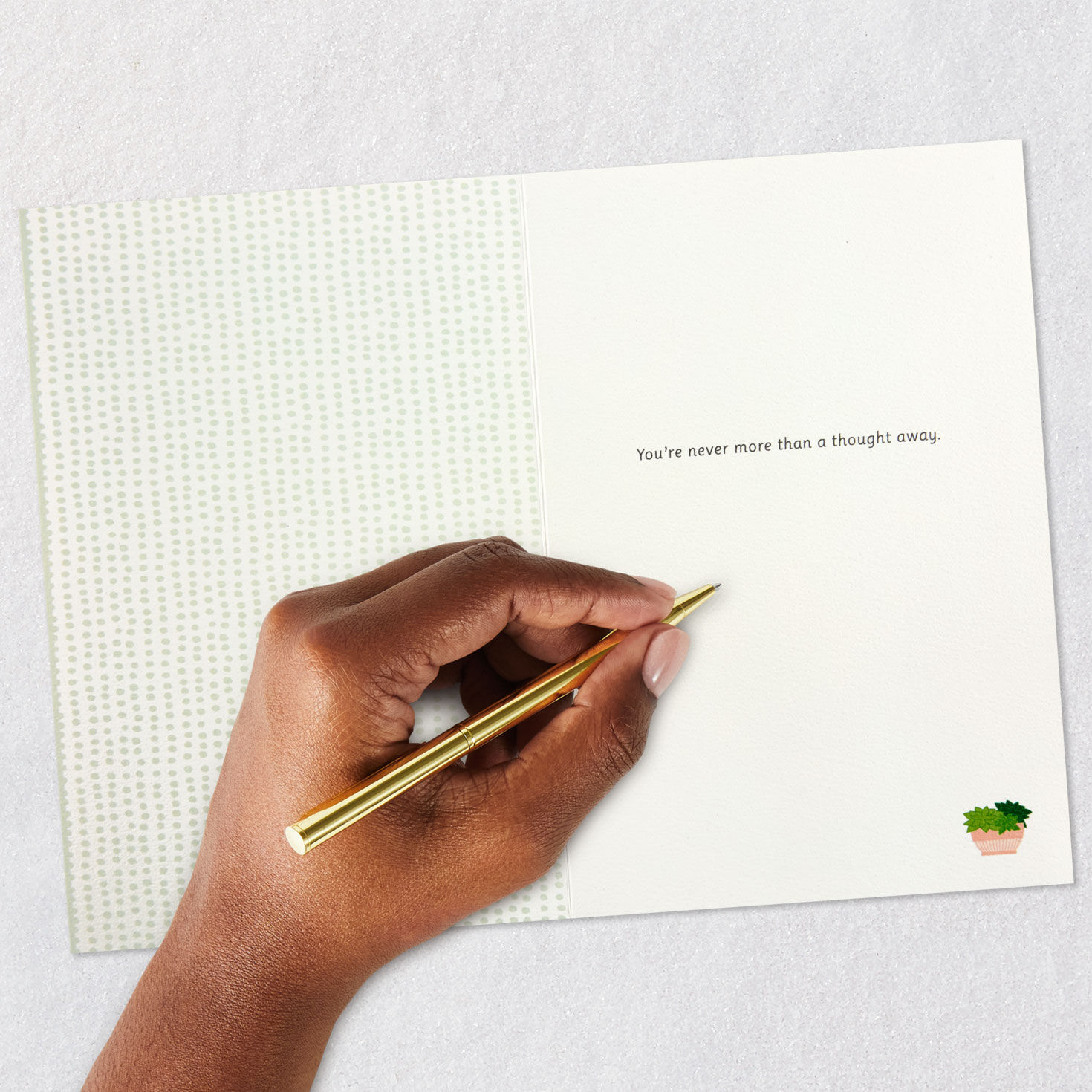 Pothos and Snake Plants with Cat Thinking of You Card Signing card image number 6