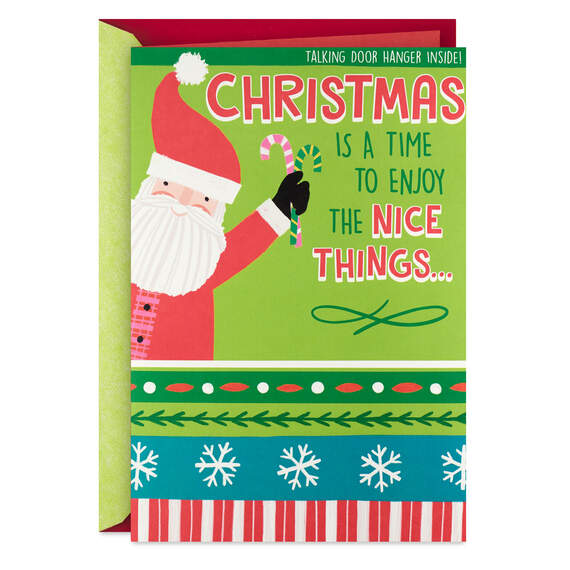 Naughty or Nice Talking Door Hanger Christmas Card With Sound, , large image number 1