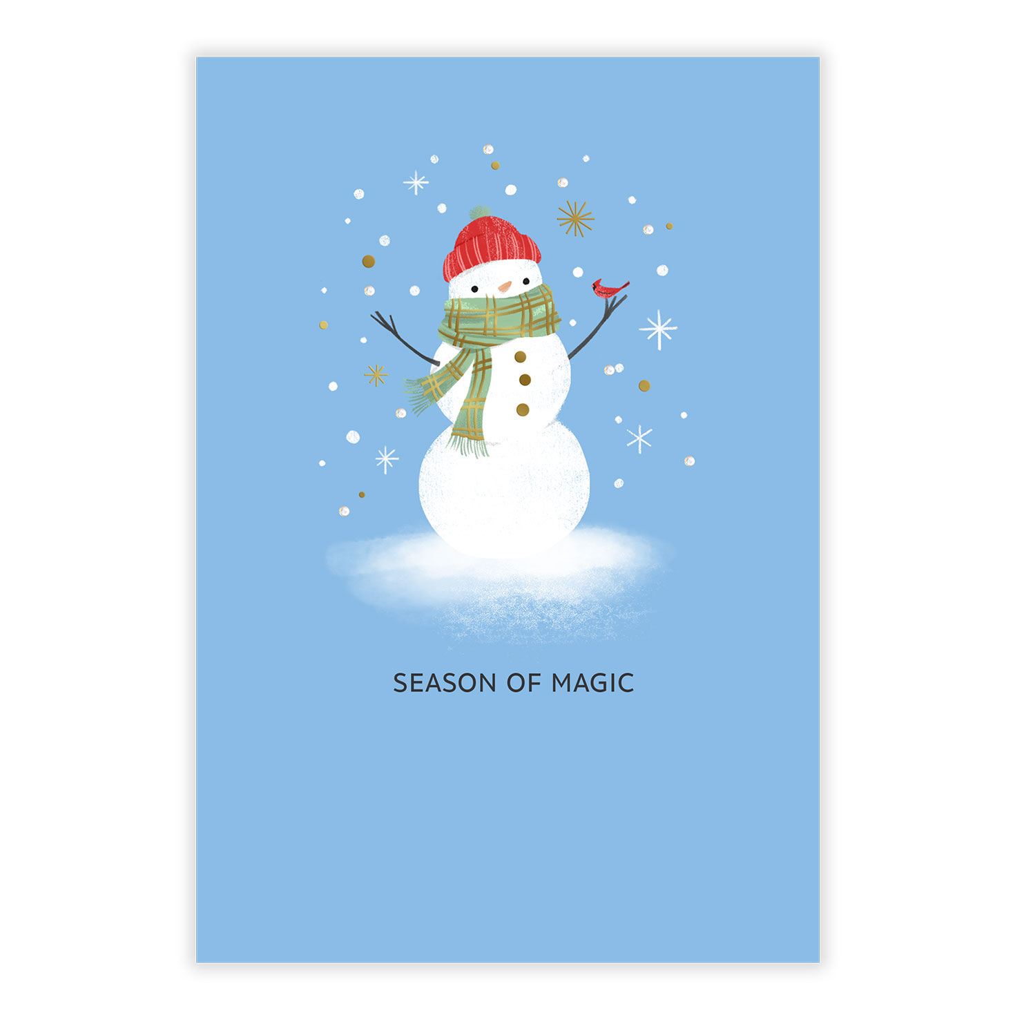 Snowman With Sparkles Personalized Christmas Card front image number 2