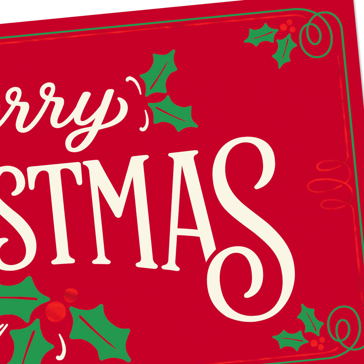 Red With Green Holly Christmas Money Holder Card Card Front Detail image number 5