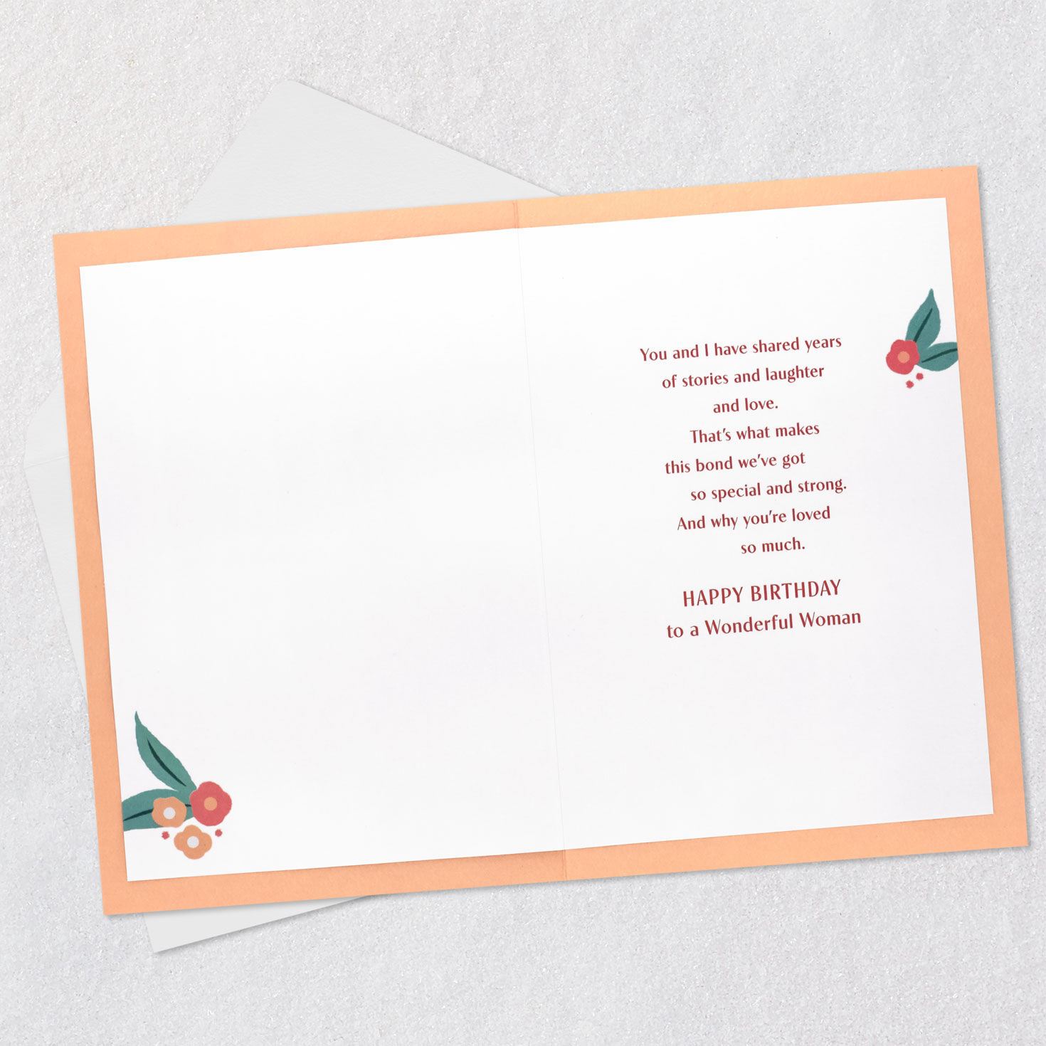 Floral Branch Design Birthday Card for Woman Open card with envelope image number 3