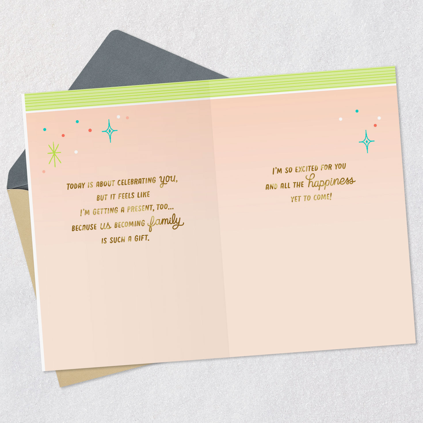 Gold Lettering and Stars Daughter-in-Law Bridal Shower Card  image number 4
