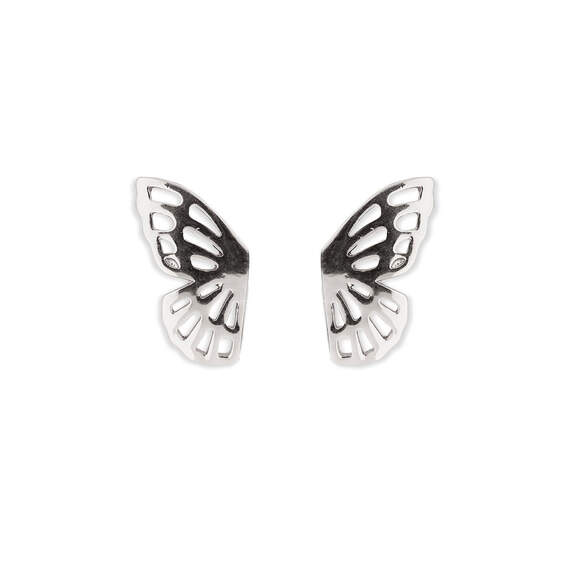 Pura Vida Fly Away Butterfly Wings Silver Stud Earrings