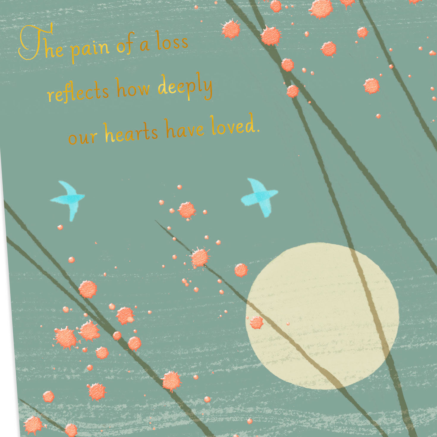 Birds, Sun and Flowering Tree Religious Sympathy Card Card Front Detail image number 5