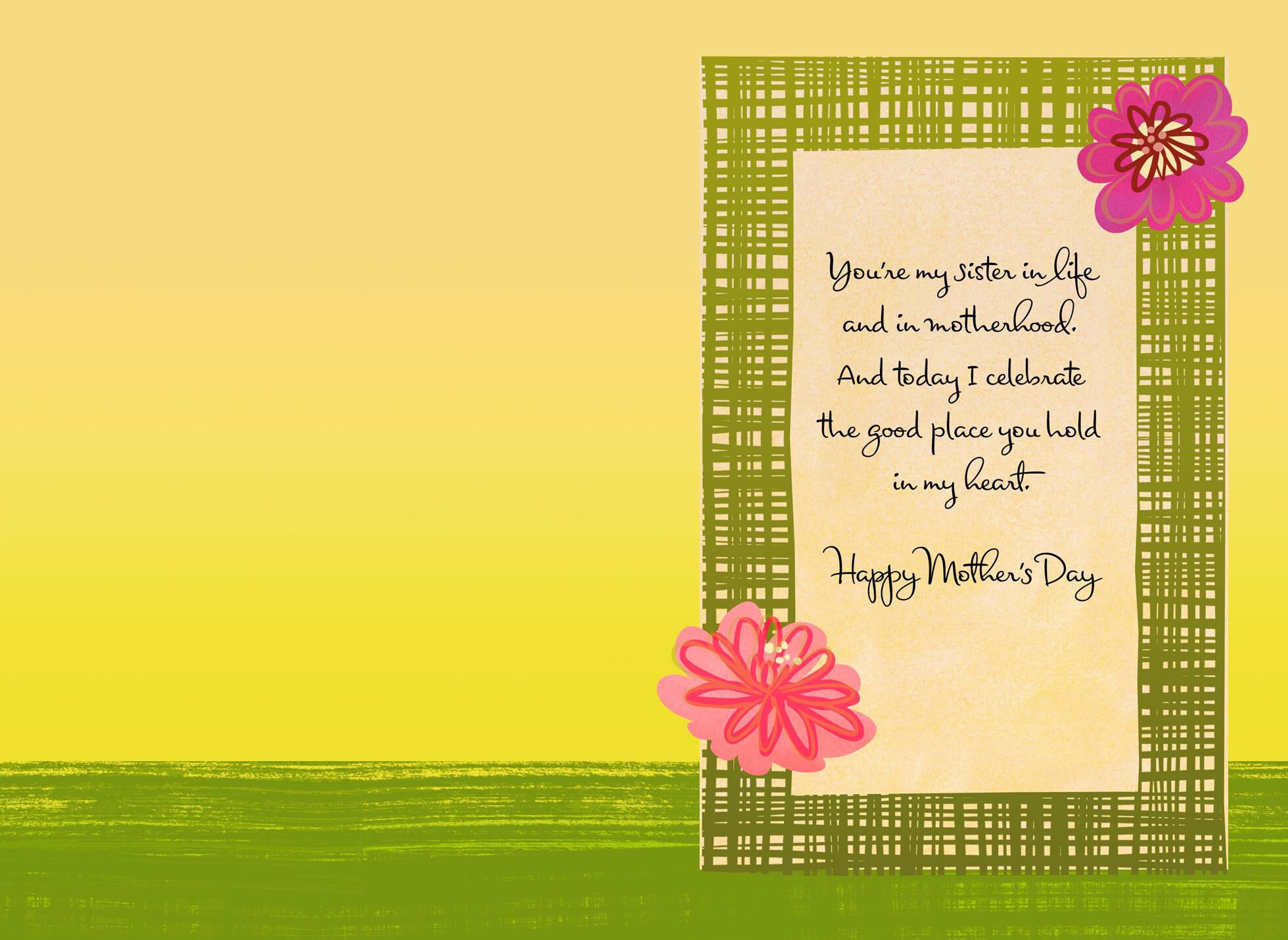 Sister in Life and Motherhood Mother's Day Card