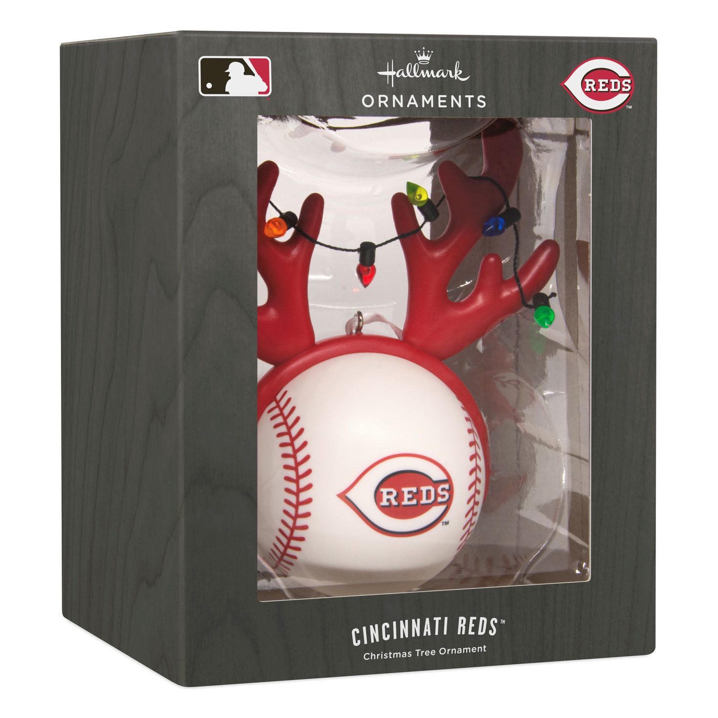 Reds Reindeer Baseball Christmas Ornament package front image number 7