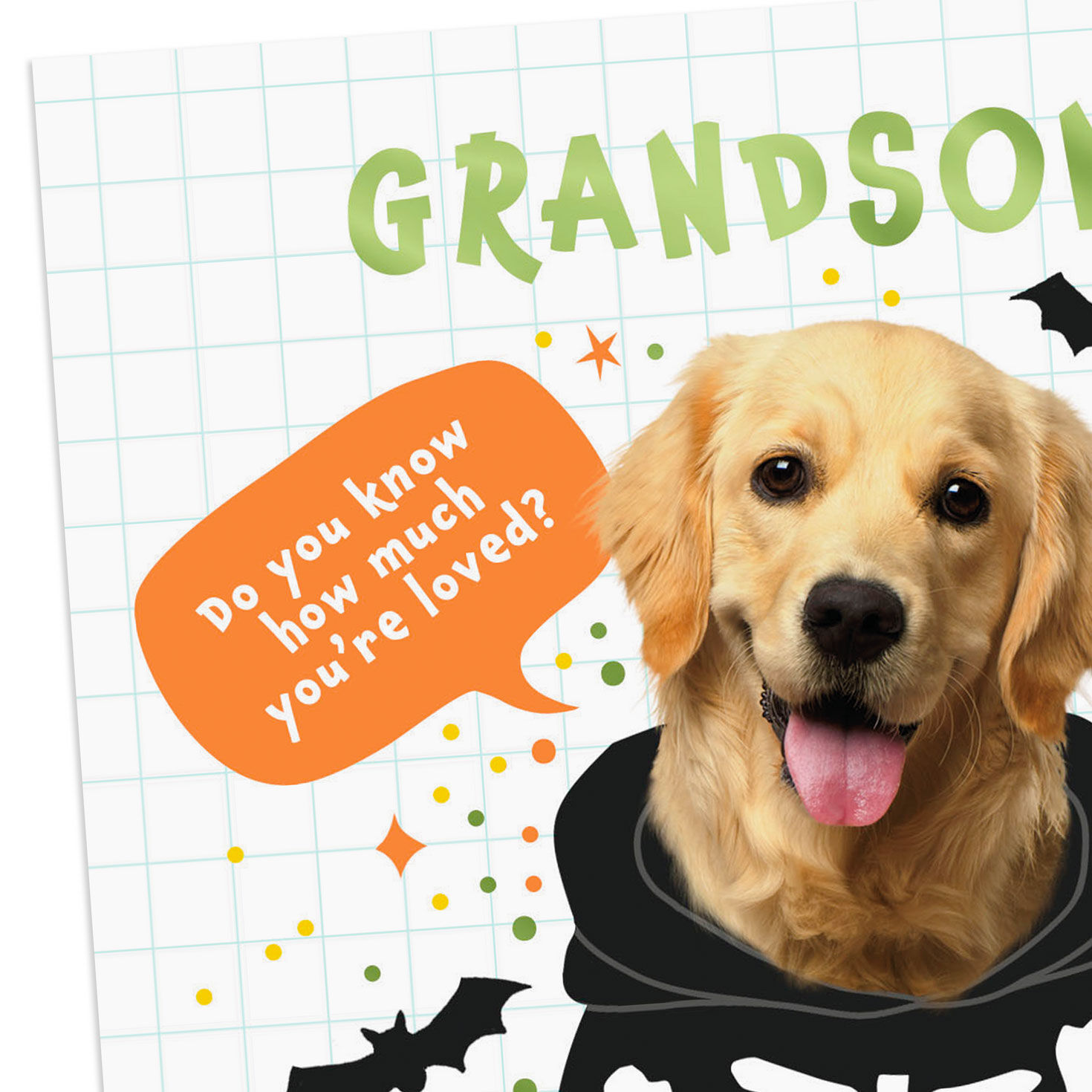 Dog Skeleton Costume Halloween Card for Grandson Card Front Detail image number 4