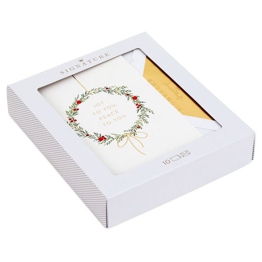 Illustrated Wreath Boxed Christmas Cards, Pack of 10, 