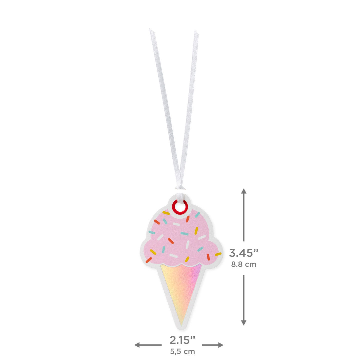 Ice Cream Cone With Sprinkles Die-Cut Gift Tag measurement image number 3