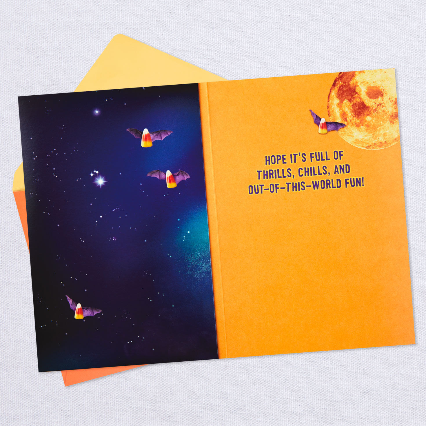 Cat on Light-Up Rocket Funny Musical Halloween Card, , large image number 3