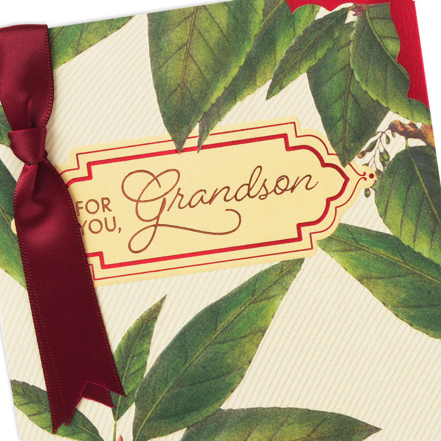 Elegant Leaves Birthday Card for Grandson Card Front Detail image number 5