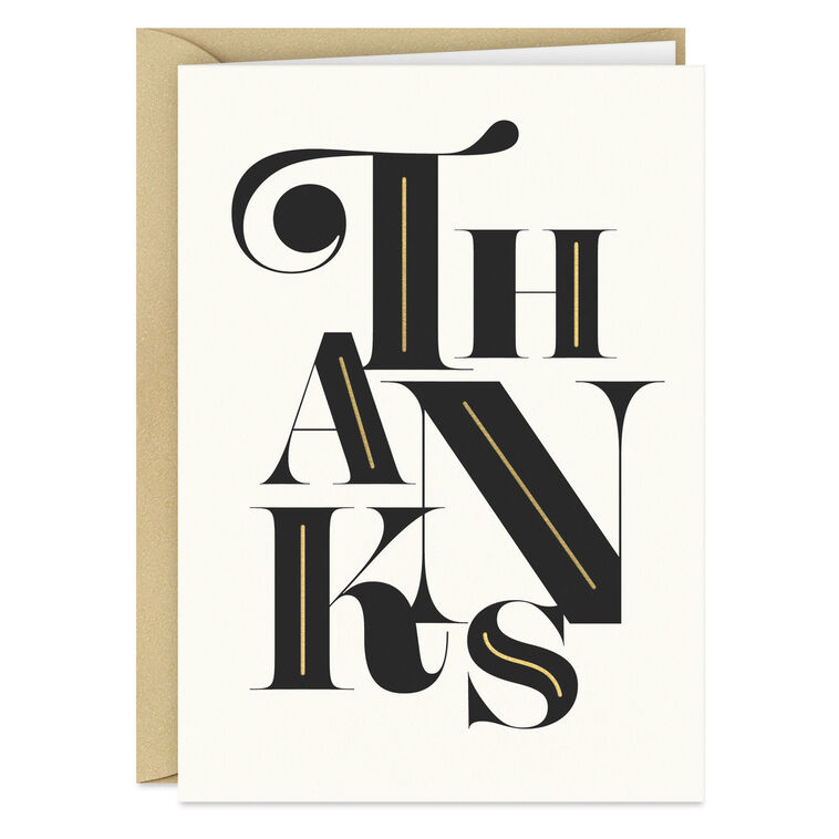 Capital Serif Black and White Thank You Note Cards  image number 2