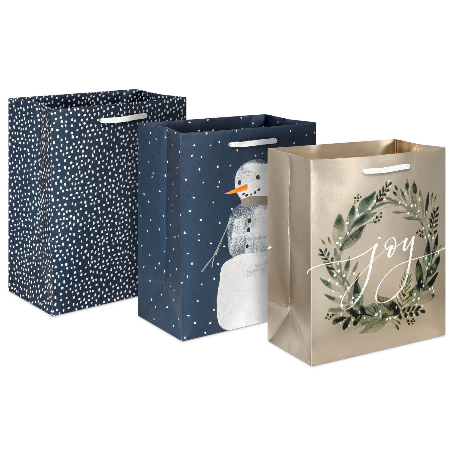 8.8" Winter Wonder 3-Pack Assorted Medium Holiday Gift Bag Bundle