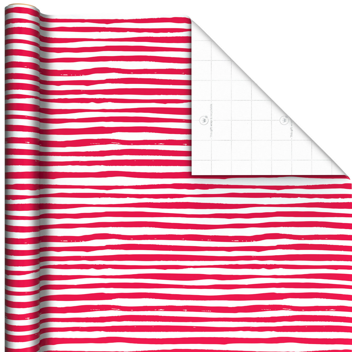 Red and White Stripes Christmas Wrapping Paper, 20 sq. ft.