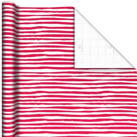 Red and White Stripes Christmas Wrapping Paper, 20 sq. ft., , large