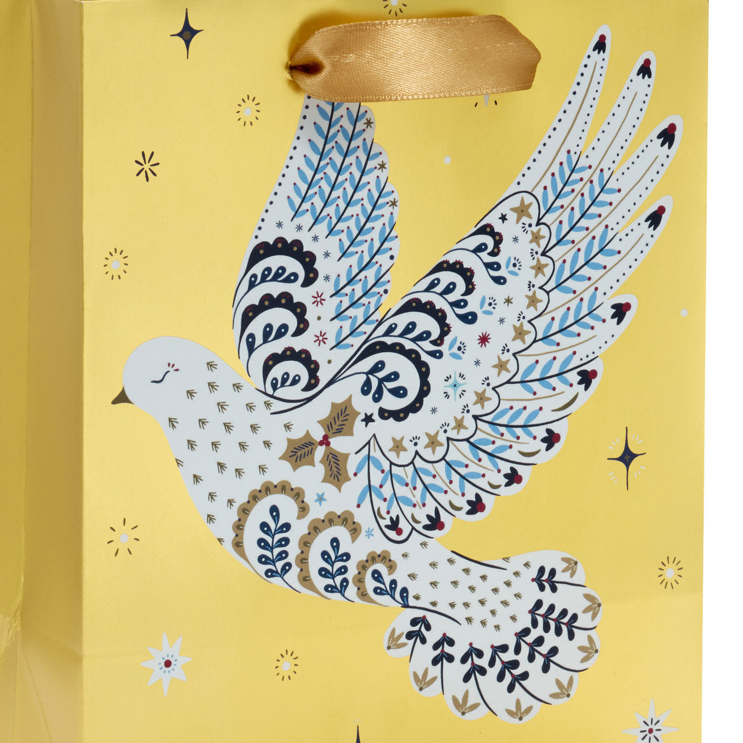 6.5" Floral Dove on Gold Small Holiday Gift Bag for only USD 2.49 | Hallmark