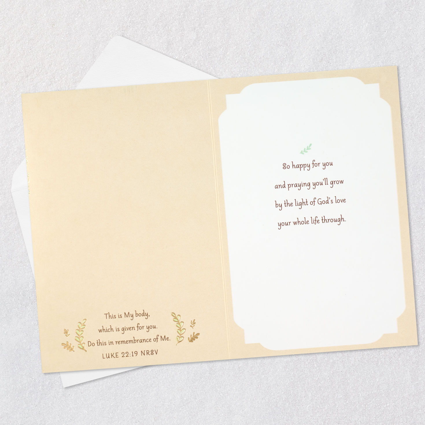 Cross in Arched Window First Holy Communion Card Open card with envelope image number 4