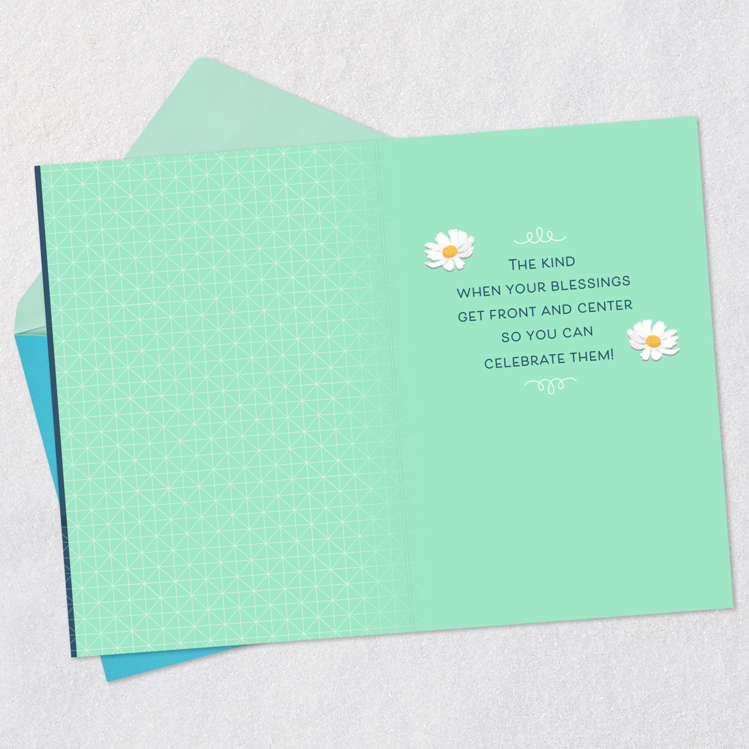 Daisy Vase on Navy Blue Birthday Card Open card with envelope image number 3
