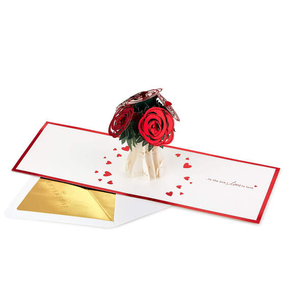 Love You Rose Bouquet 3D Pop-Up Valentine's Day Card, , large image number 2