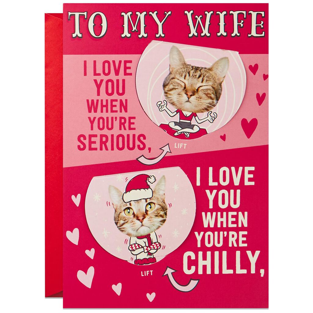 Funny Cat Pop Up Valentine S Day Card For Wife Greeting Cards