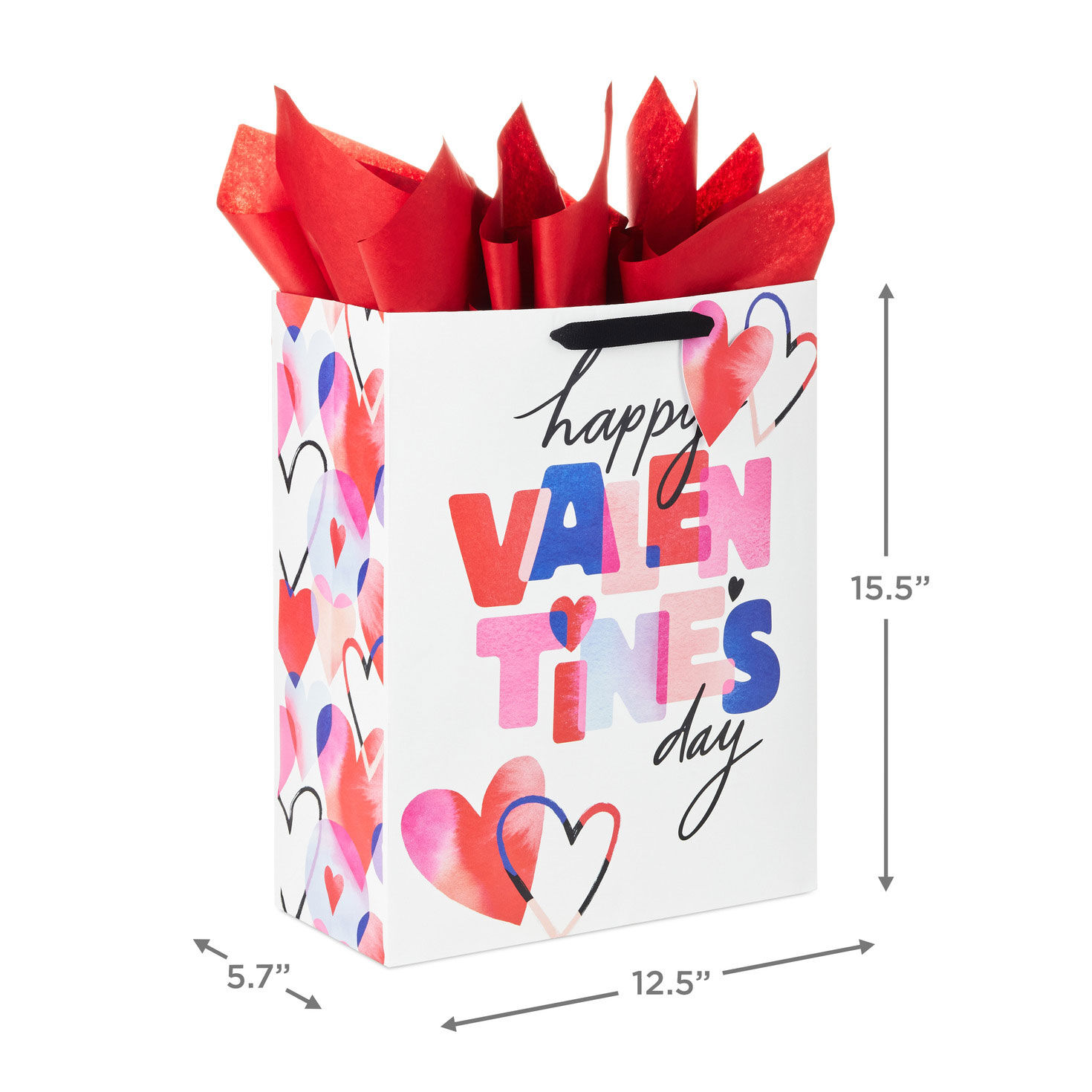 Happy Valentine's Day XL Gift Bag With Tissue measurement image number 3