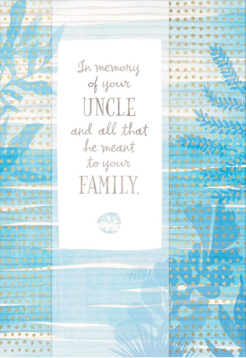 Blue Watercolor Plants Loss of Uncle Sympathy Card