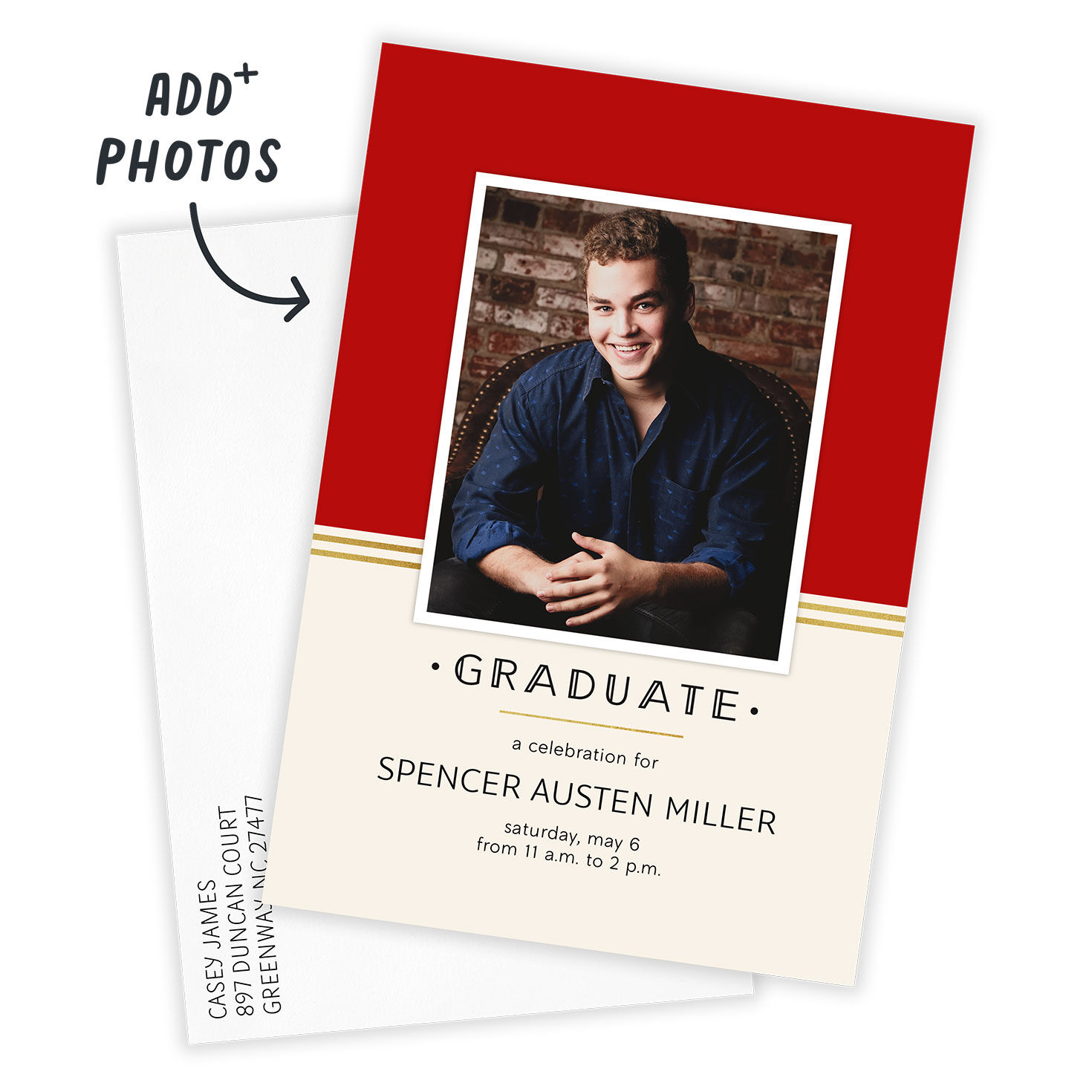 Red Art Deco Personalized Graduation Invitation  image number 2
