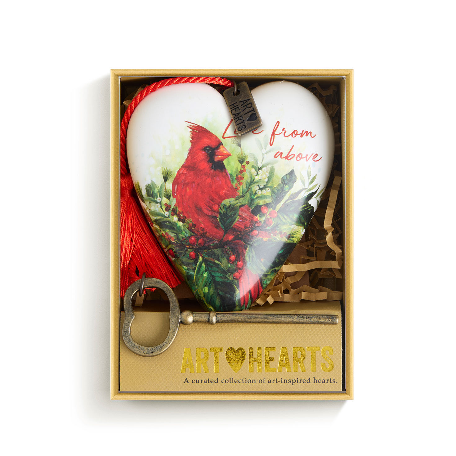Red Bird Heart Sculpture With Hanging Tassel package front image number 3