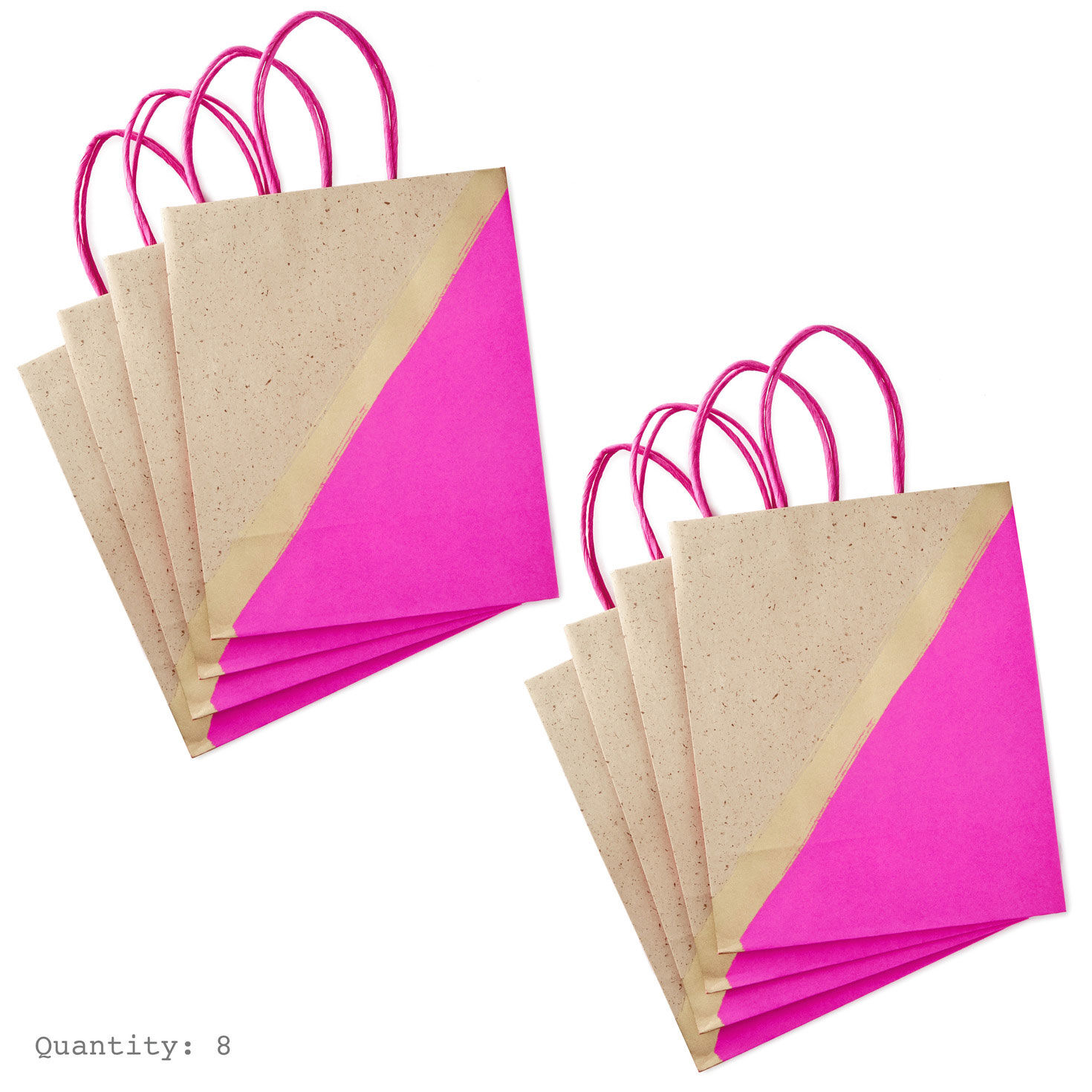 Pink, Gold and Kraft Paper Medium Gift Bag Bundle flat fanned image number 6
