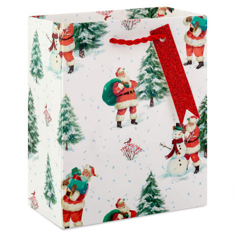 6.5" Santa Scenes in Snow Small Christmas Gift Bag, , large