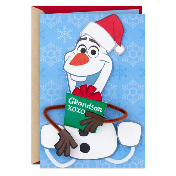 Disney Frozen Olaf Christmas Card for Grandson With Posable Character