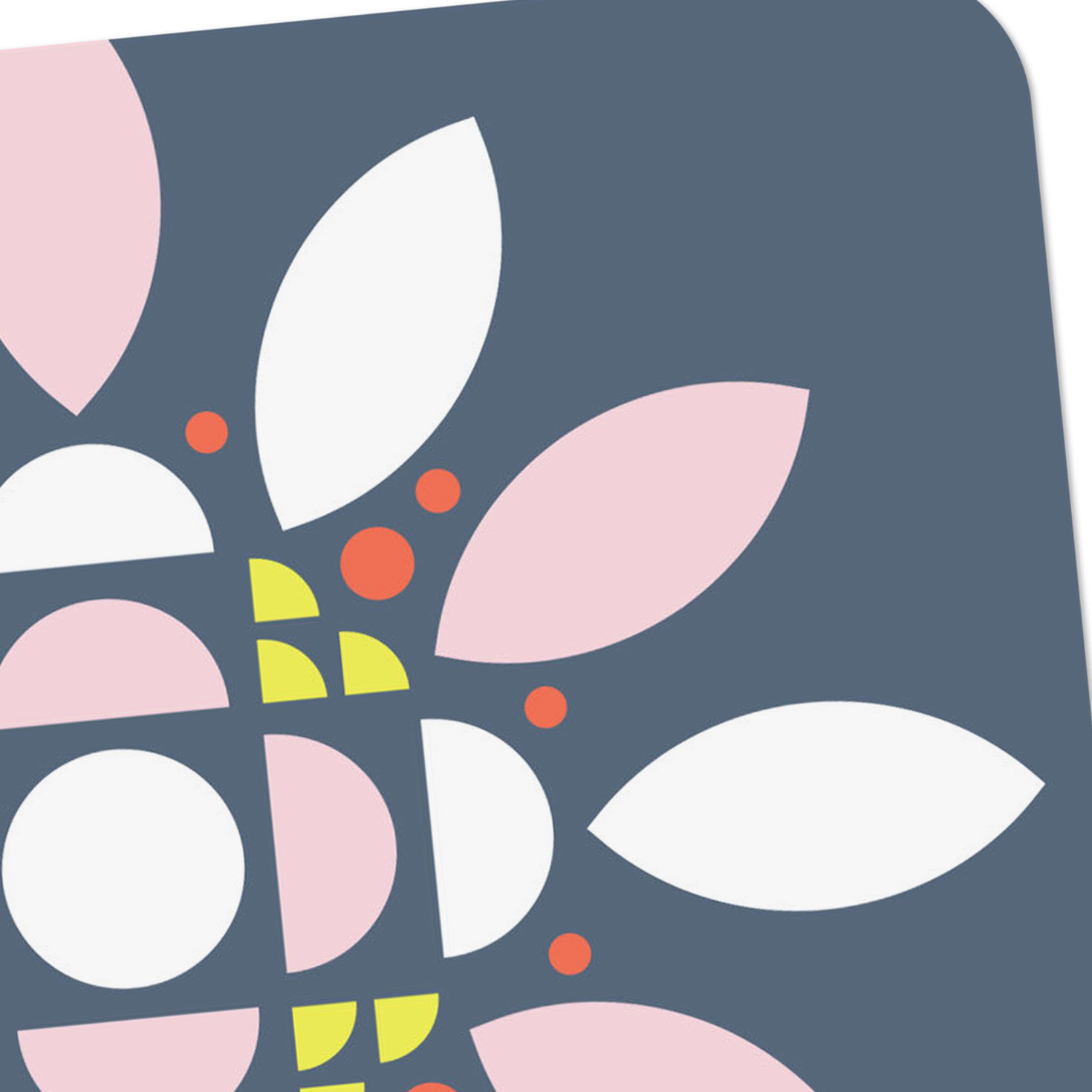 Mod Geometric Flower on Blue Blank Card Card Front Detail image number 3