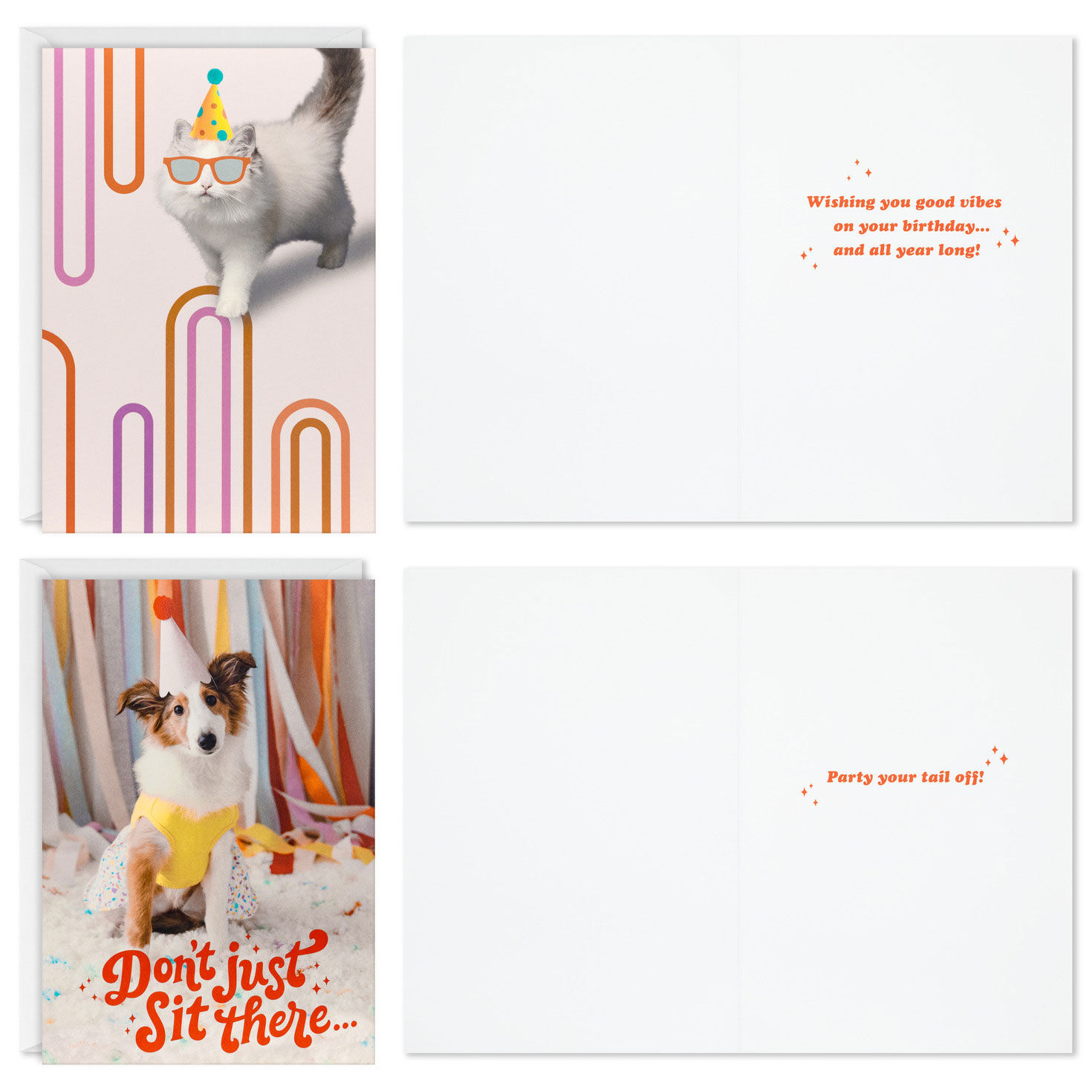 Cats and Dogs Birthday Party Cards Assortment Card Fronts with Sentiments image number 4