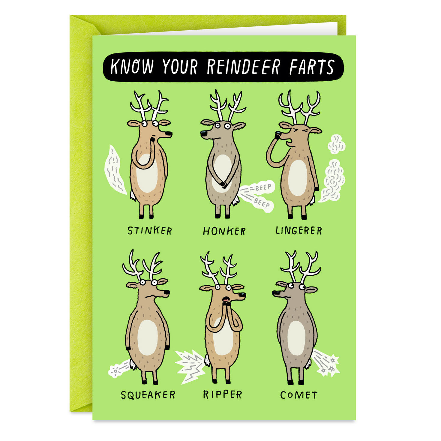 Reindeer Farts Funny Christmas Card