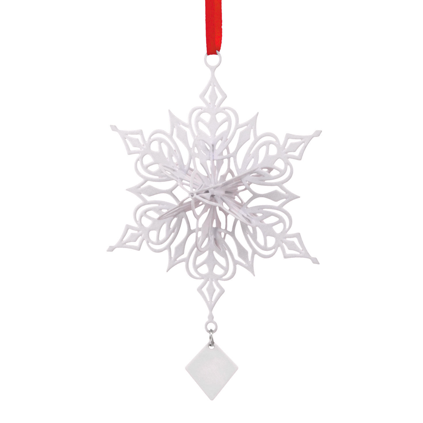 White 3D Snowflake 2026 Charm Christmas Ornament Back image number 6