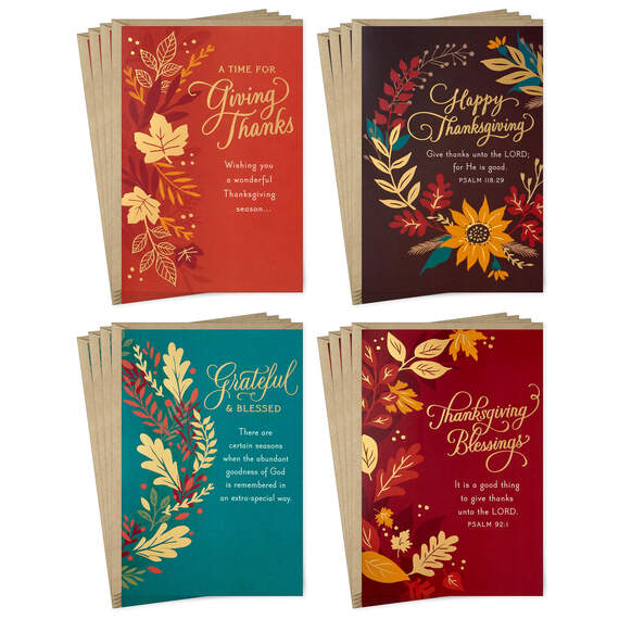 Blessings Religious Assorted Boxed Thanksgiving Cards, Pack of 16