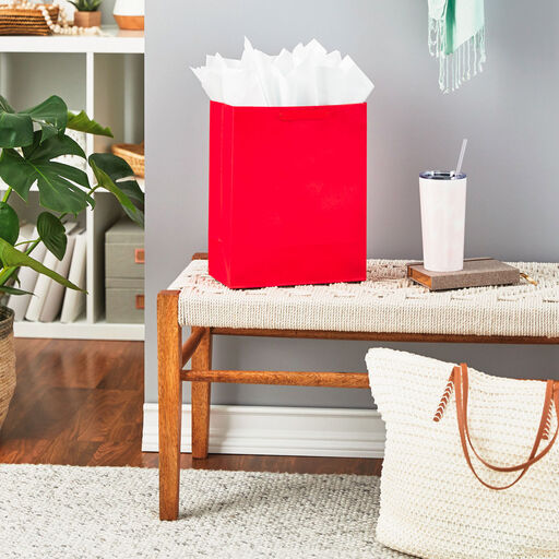13" Large Red Gift Bag, Red