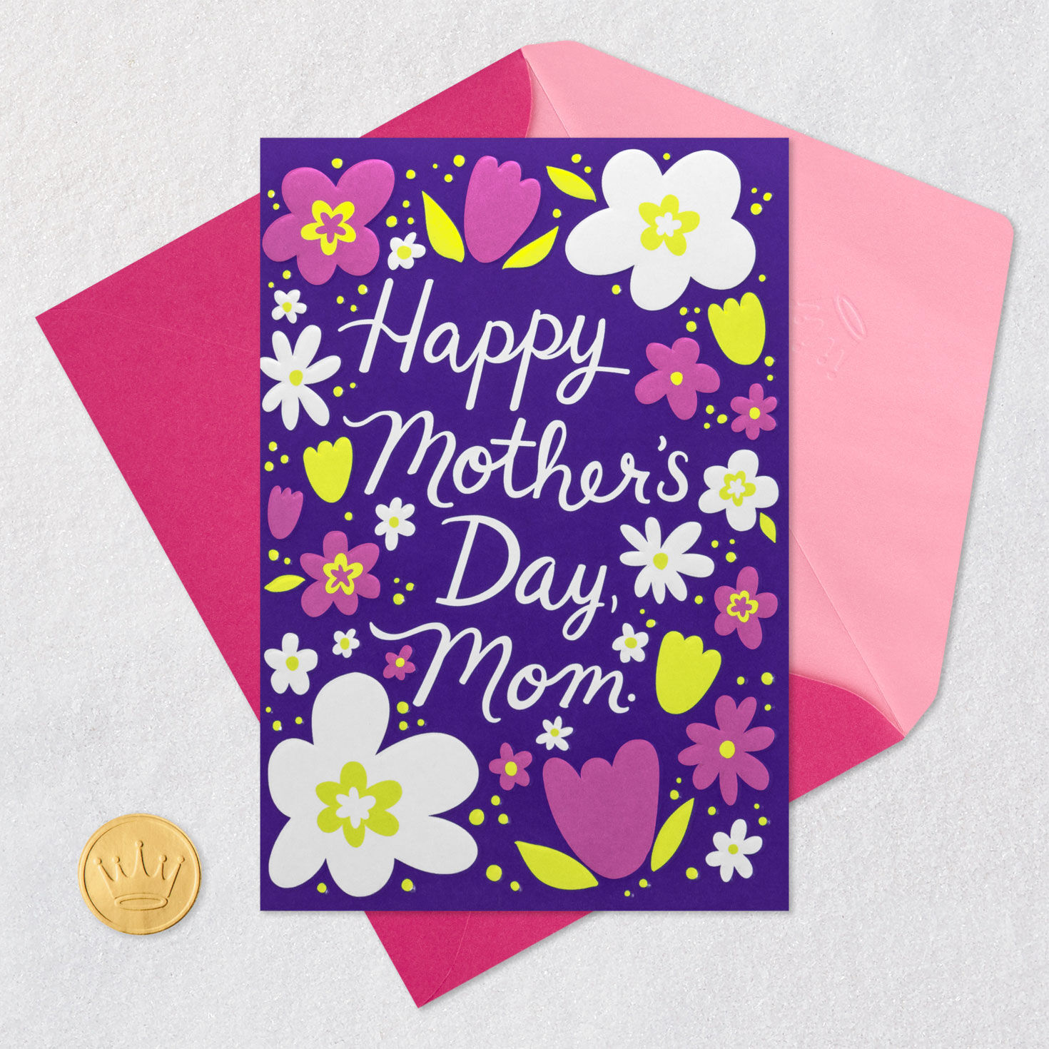 Spring Flowers Mom Mother's Day Card Card Front with Envelope and Gold Seal image number 5
